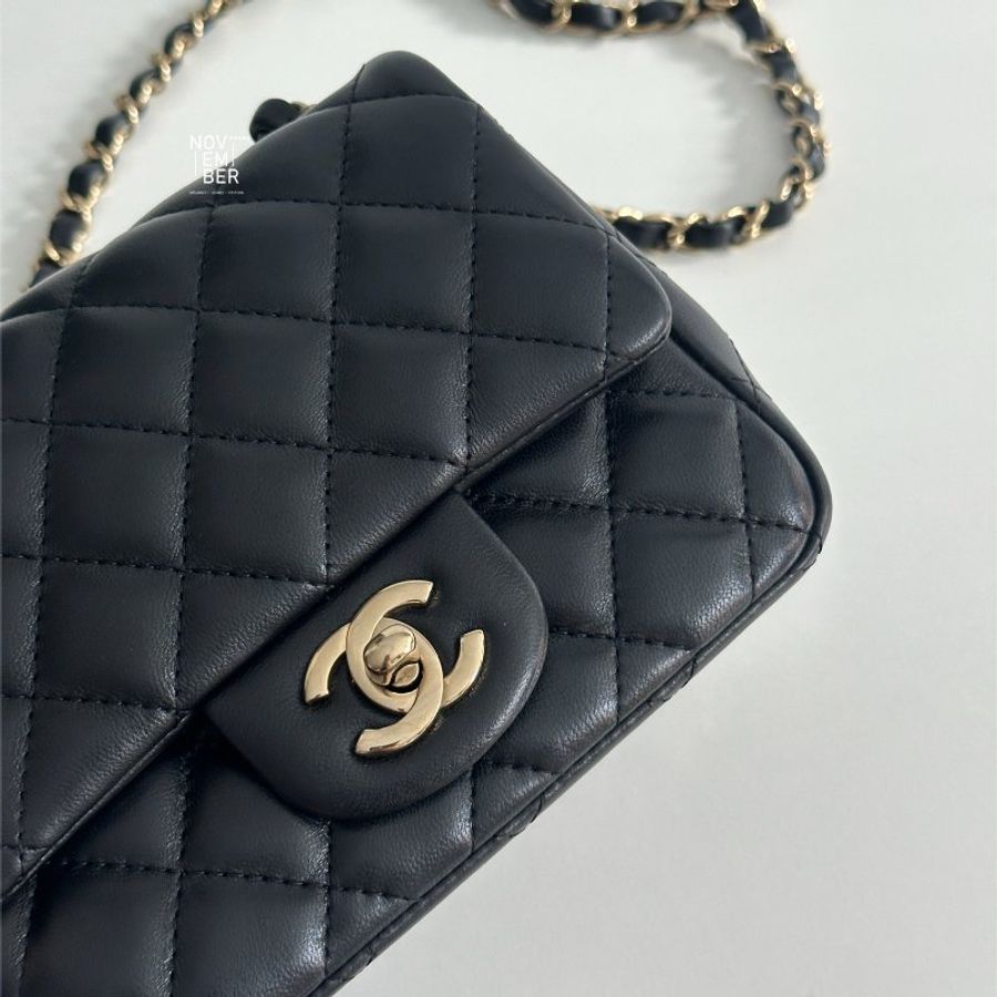 99新✨ Chanel 香奈兒 方胖 黑色金釦-3