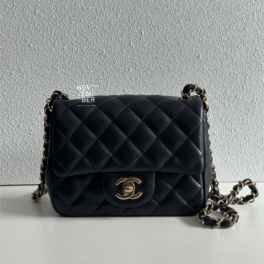 99新✨ Chanel 香奈兒 方胖 黑色金釦-4