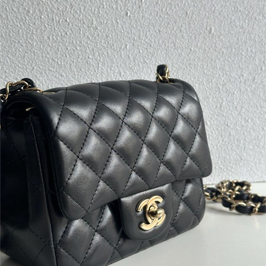 99新✨ Chanel 香奈兒 方胖 黑色金釦-5