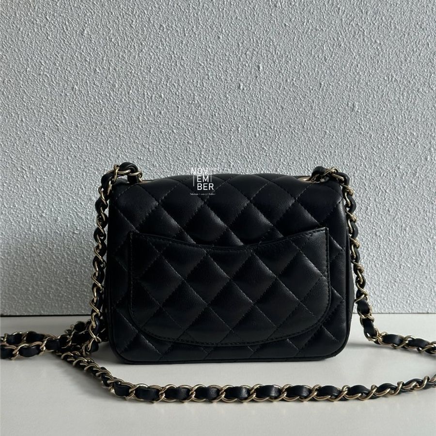 99新✨ Chanel 香奈兒 方胖 黑色金釦-6