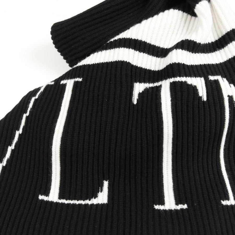 Valentino VLTN Logo 披肩 UB3KSA055TK 羊毛黑白 #XS 二手女款-8
