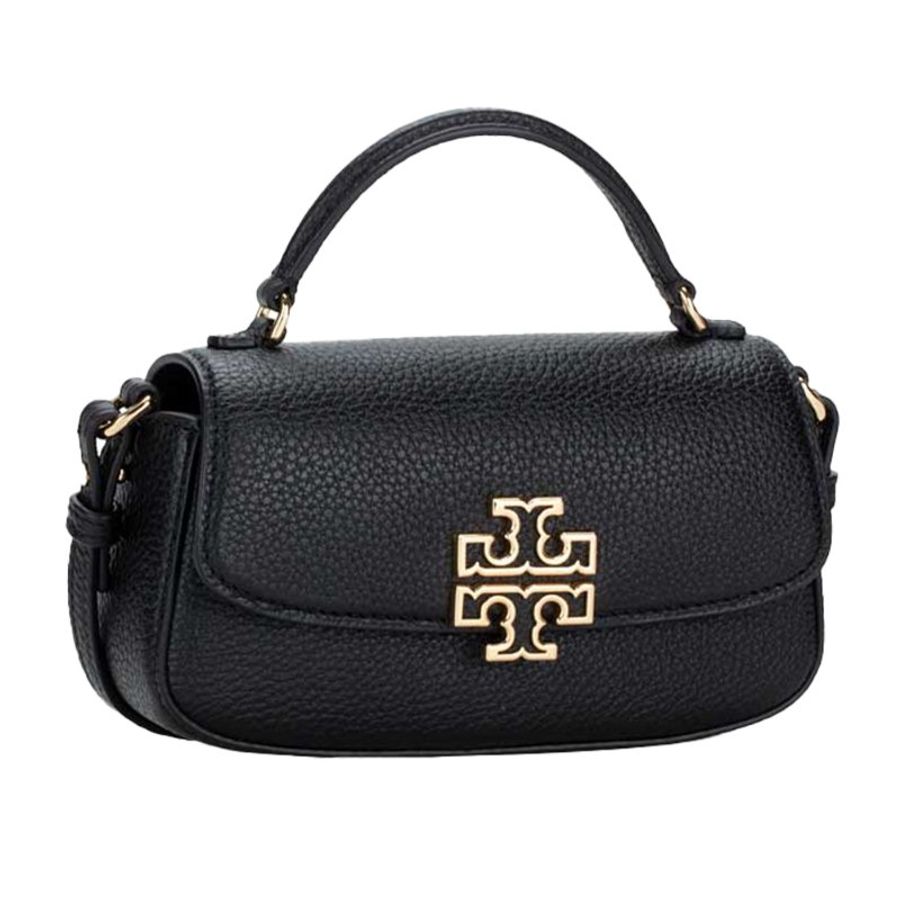 【TORY BURCH】雙T-LOGO翻蓋皮革造型斜背包-黑色-1