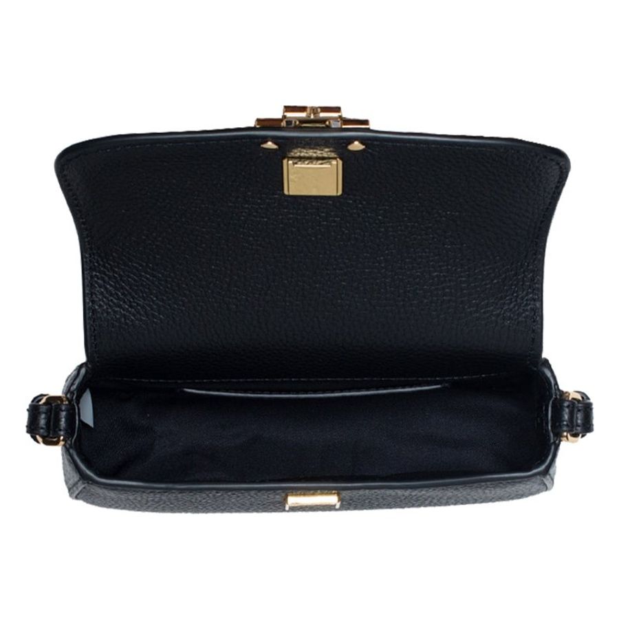 【TORY BURCH】雙T-LOGO翻蓋皮革造型斜背包-黑色-3