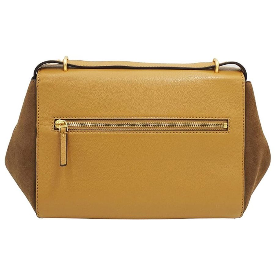 【TORY BURCH】拼接皮革翻蓋斜背包-棕色-1