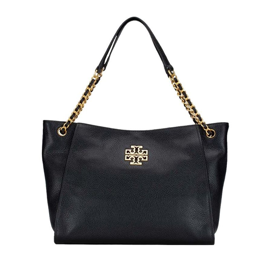 【TORY BURCH】雙TLOGO素面皮革單肩包-黑色-0