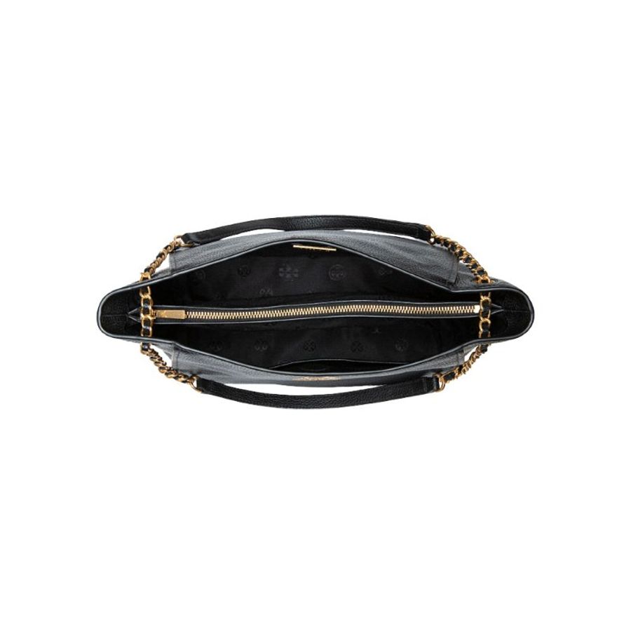 【TORY BURCH】雙TLOGO素面皮革單肩包-黑色-2