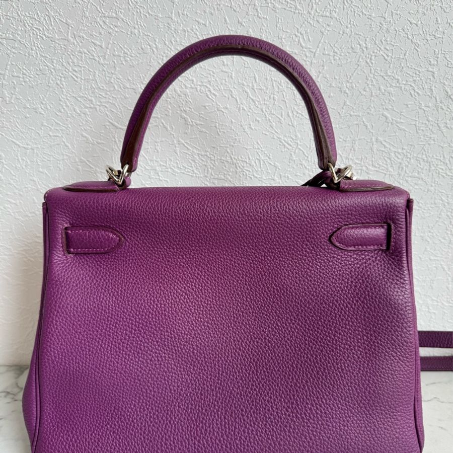 Hermes 葡萄紫kelly28銀扣-1