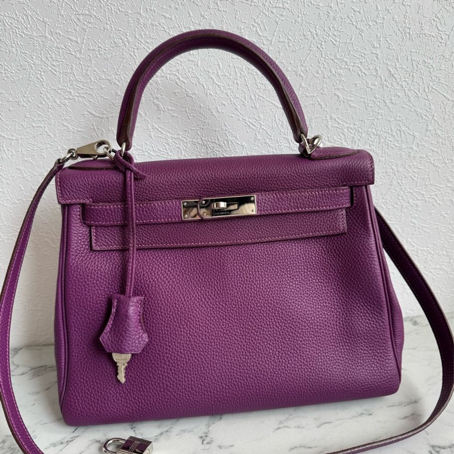 Hermes 葡萄紫kelly28銀扣-2