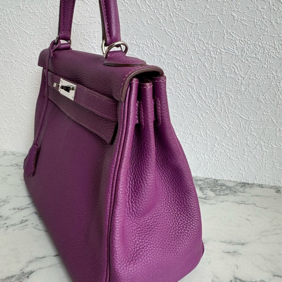 Hermes 葡萄紫kelly28銀扣-4