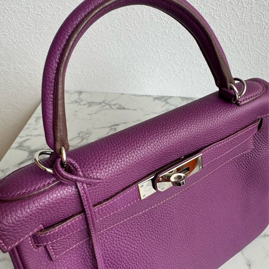 Hermes 葡萄紫kelly28銀扣-6