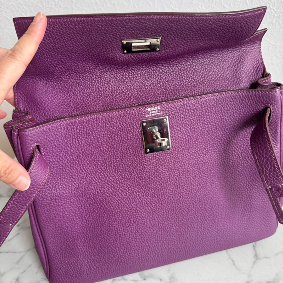 Hermes 葡萄紫kelly28銀扣-21