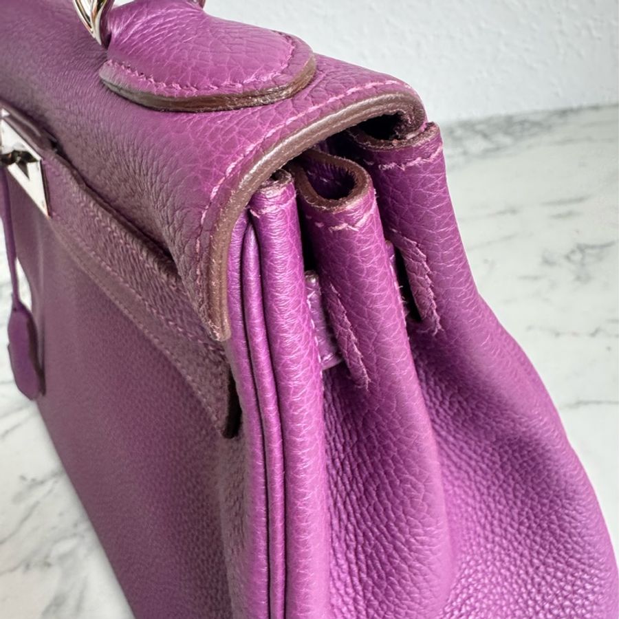 Hermes 葡萄紫kelly28銀扣-25