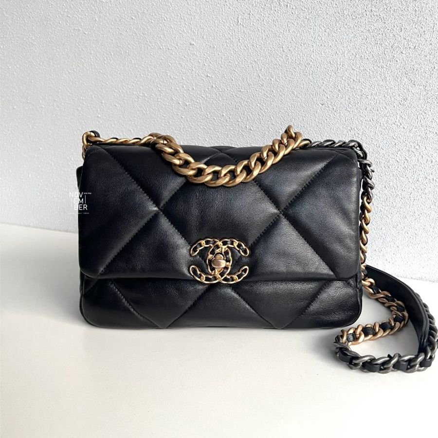 閒置新✨ Chanel 香奈兒19 Bag 黑金小號-0