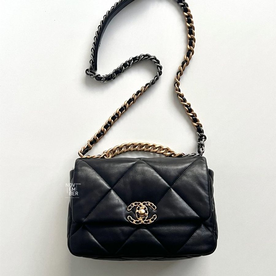 閒置新✨ Chanel 香奈兒19 Bag 黑金小號-4