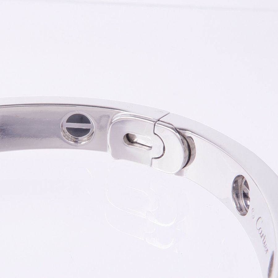 CARTIER 18K白金/陶瓷Love Bangle鑽石手鐲Cartier#17-5