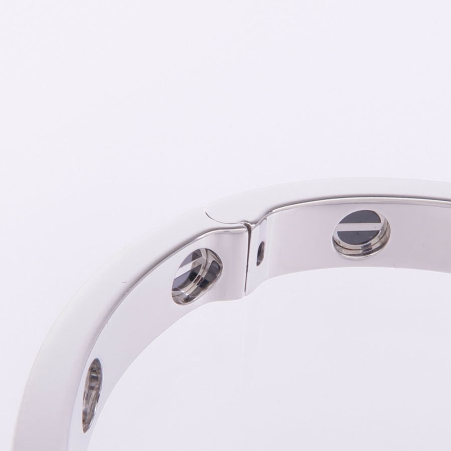 CARTIER 18K白金/陶瓷Love Bangle鑽石手鐲Cartier#17-7