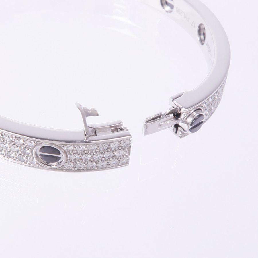 CARTIER 18K白金/陶瓷Love Bangle鑽石手鐲Cartier#17-8