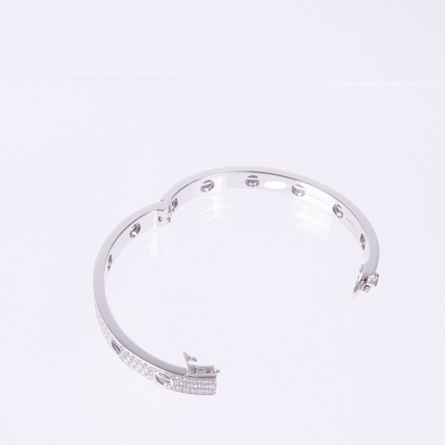 CARTIER 18K白金/陶瓷Love Bangle鑽石手鐲Cartier#17-9
