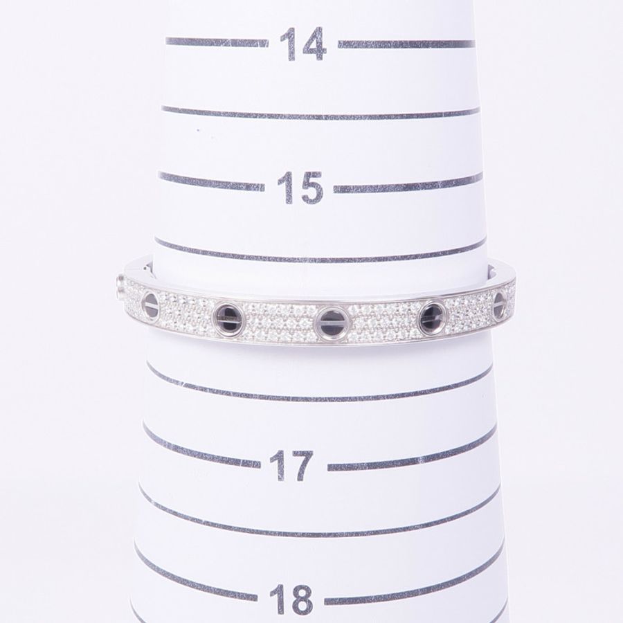 CARTIER 18K白金/陶瓷Love Bangle鑽石手鐲Cartier#17-11