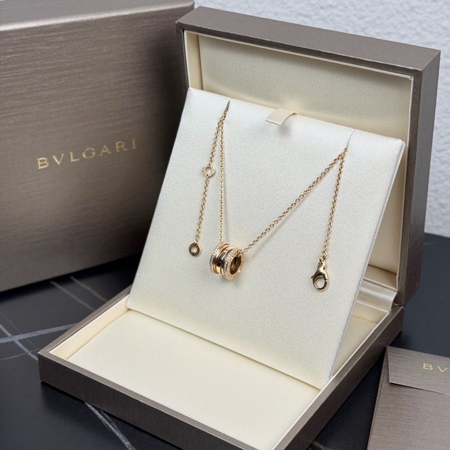 BVLGARI B.ZERO1系列吊墜項鍊 18K玫瑰金 鑲鑽 彈簧項鍊 附件如圖 無卡-2