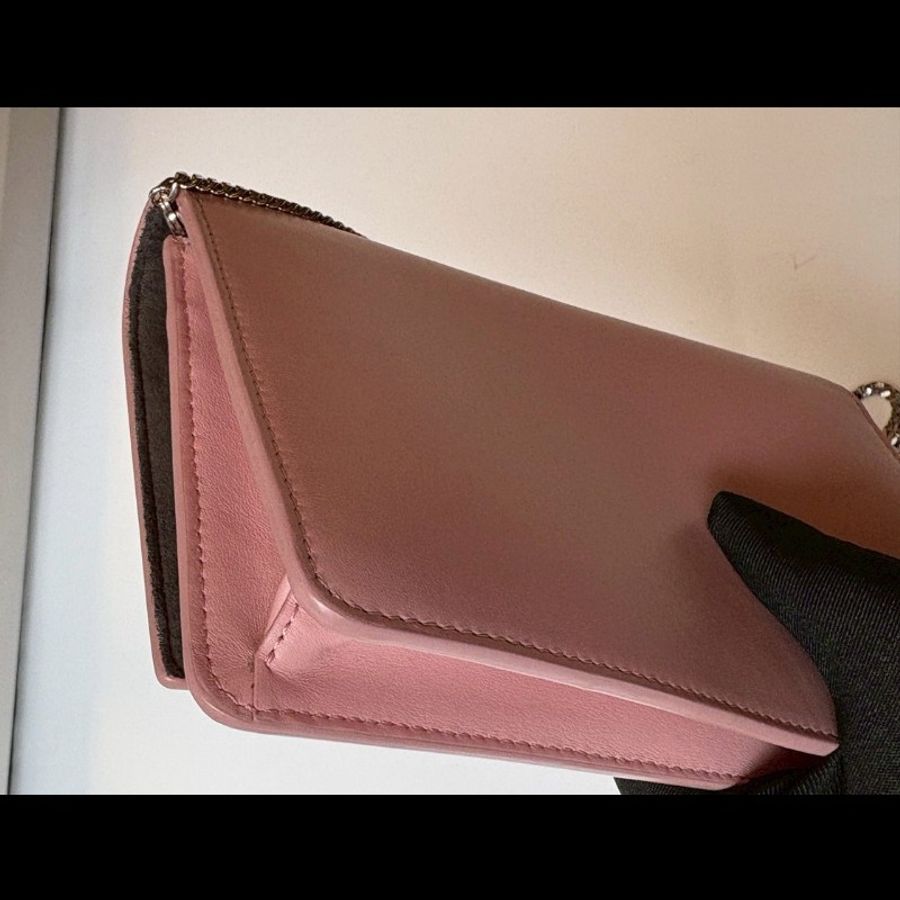 Fendi 銀鍊粉皮小鳥眼睛鍊帶小包 WOC-6