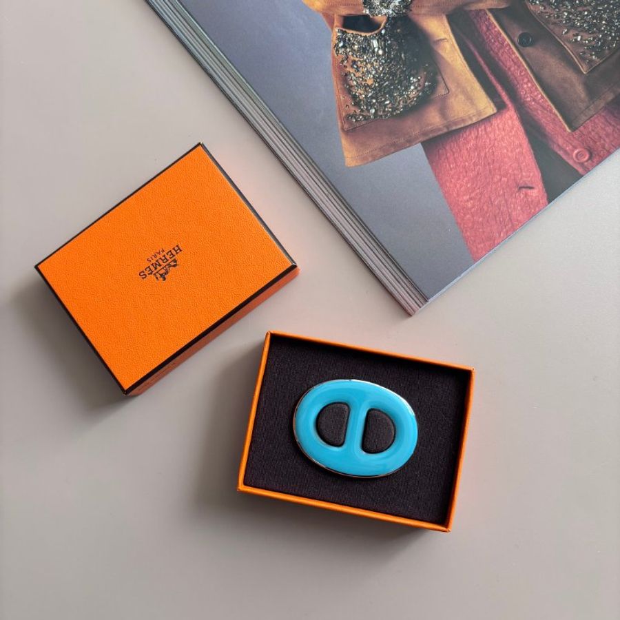 ::HERMES:: Schals Blau Chaine D’Ancre Scarf Ring 松石綠琺瑯 豬鼻子絲巾環-0