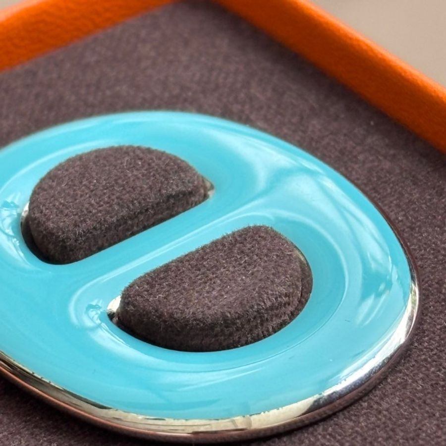 ::HERMES:: Schals Blau Chaine D’Ancre Scarf Ring 松石綠琺瑯 豬鼻子絲巾環-5