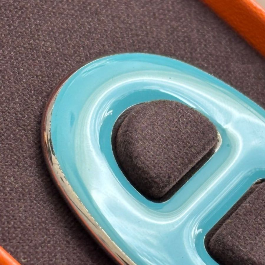 ::HERMES:: Schals Blau Chaine D’Ancre Scarf Ring 松石綠琺瑯 豬鼻子絲巾環-6