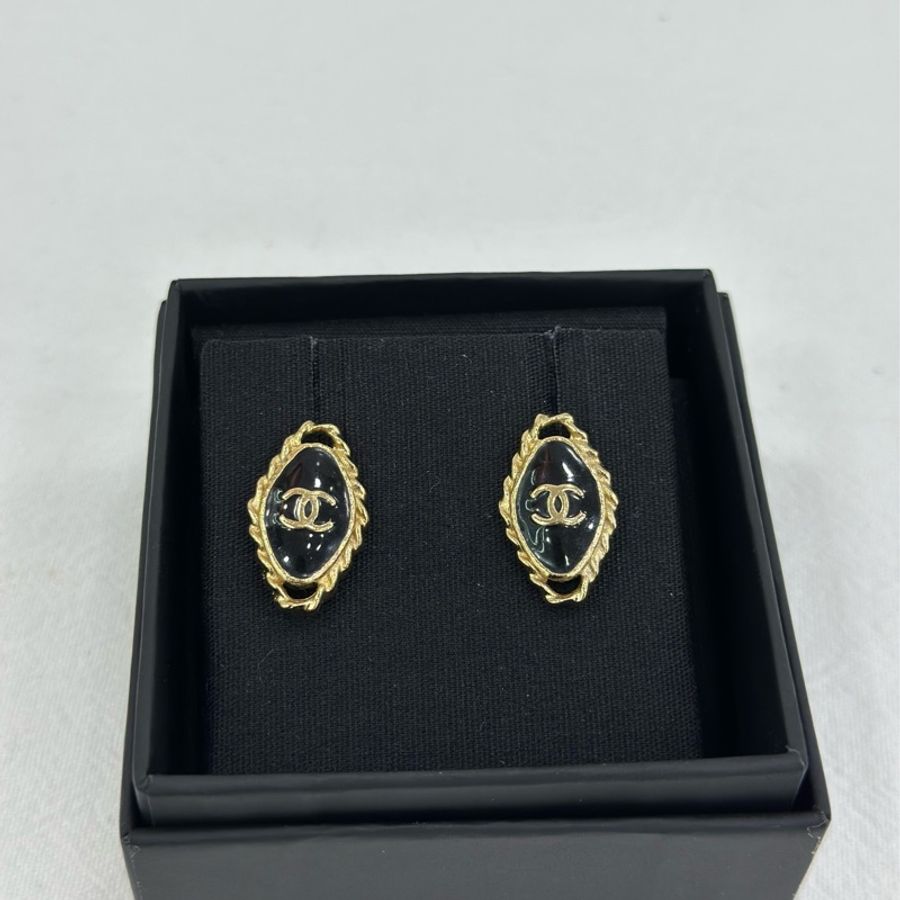 Chanel 香奈兒 24p 復古滑板黑金耳飾 耳環-2