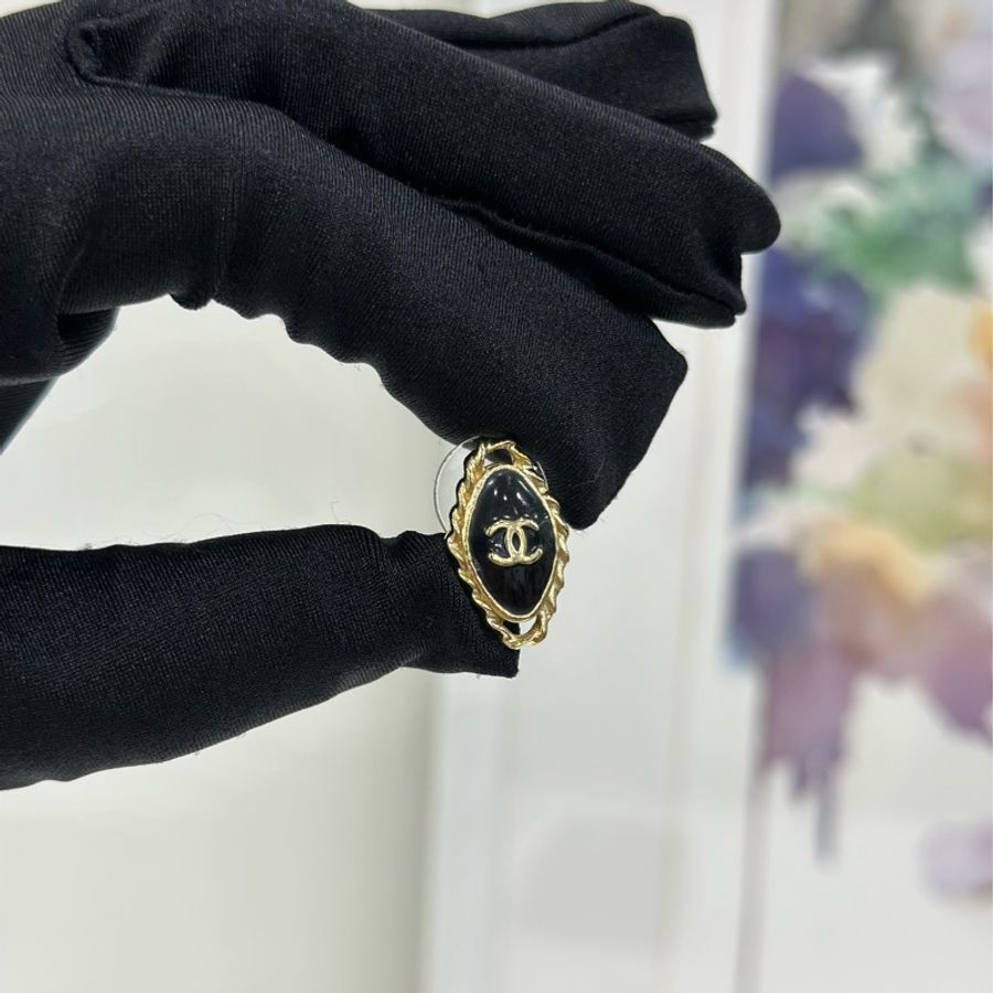 Chanel 香奈兒 24p 復古滑板黑金耳飾 耳環-4