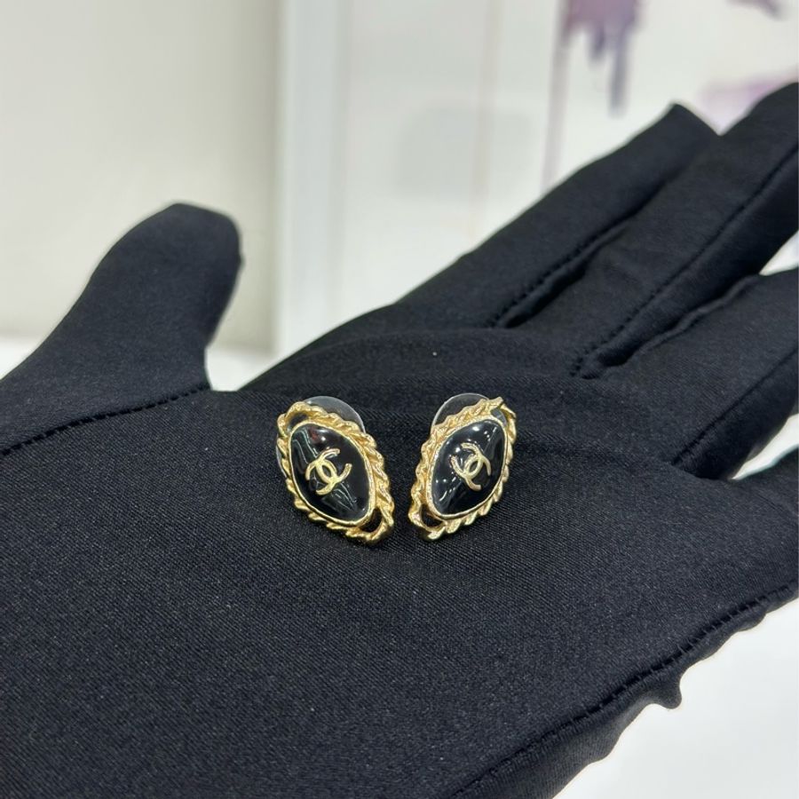 Chanel 香奈兒 24p 復古滑板黑金耳飾 耳環-6