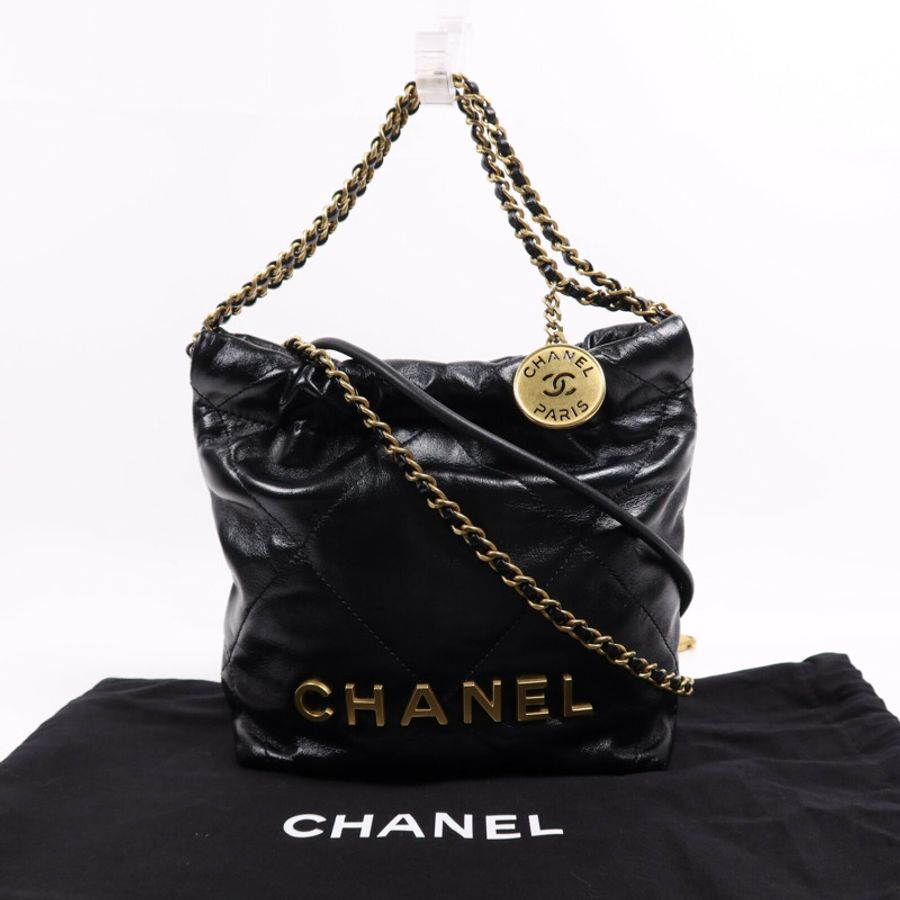 CHANEL 牛皮皮革Chanel 22 Mini金扣鏈帶肩背袋-8