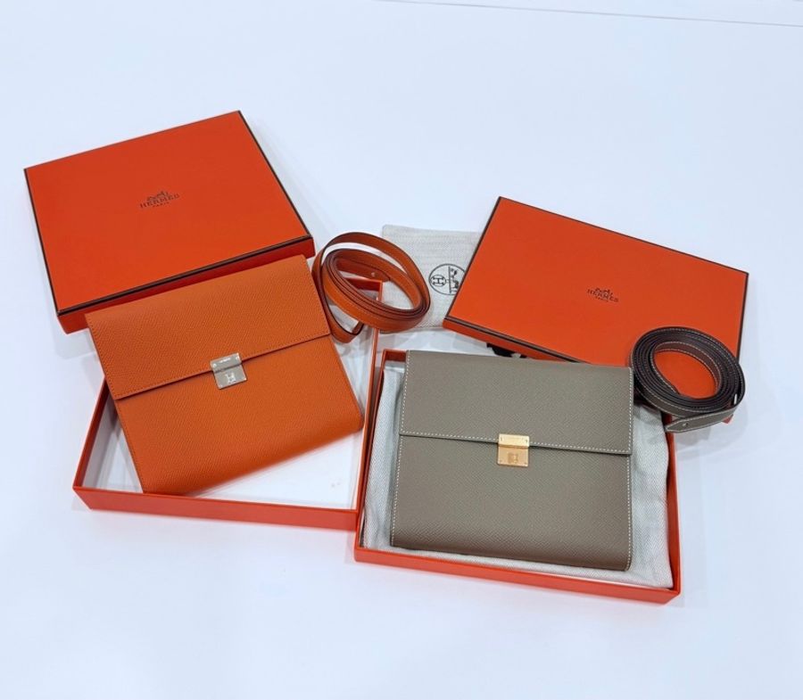 HERMES 愛馬仕 clic 16 大象灰 金扣 斜背包 肩背包 側背包 手拿包-2