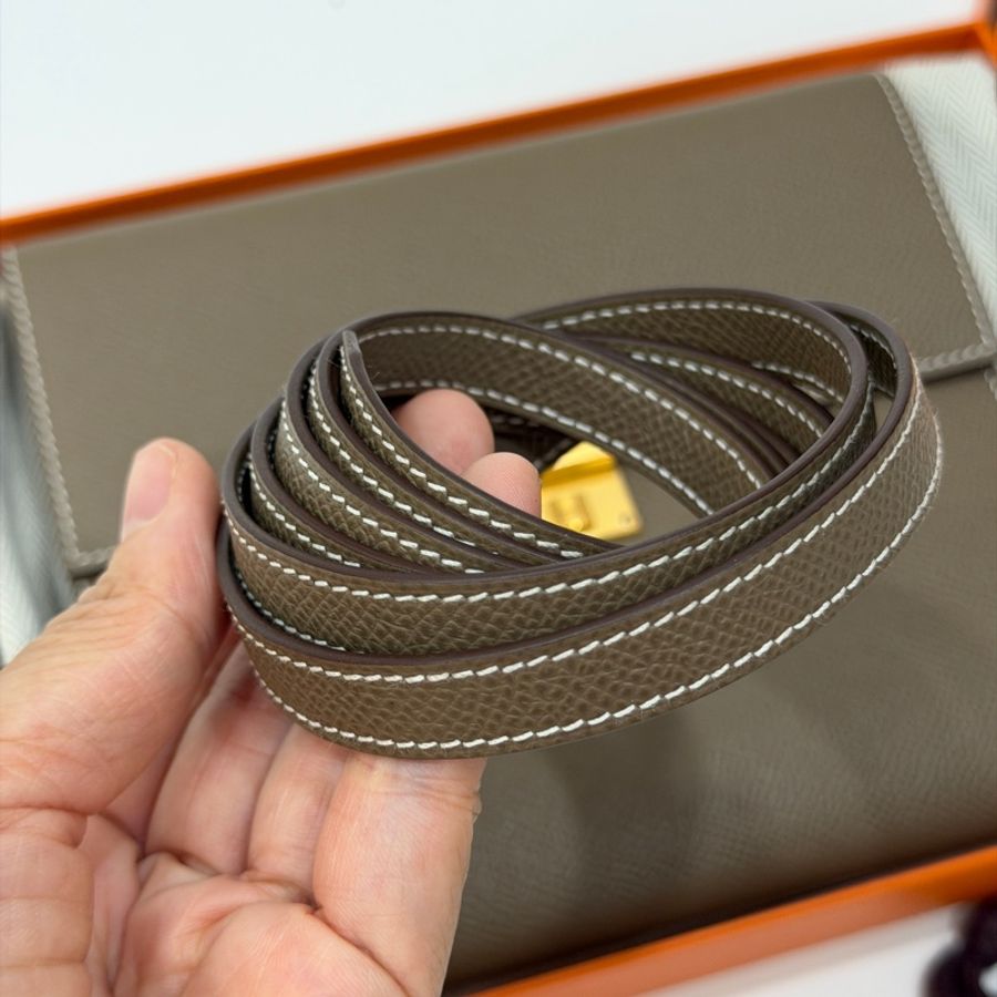 HERMES 愛馬仕 clic 16 大象灰 金扣 斜背包 肩背包 側背包 手拿包-22
