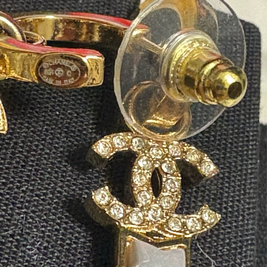 香奈兒Chanel 珍珠星星 閃石垂吊 金色耳環2024年春夏24C-1