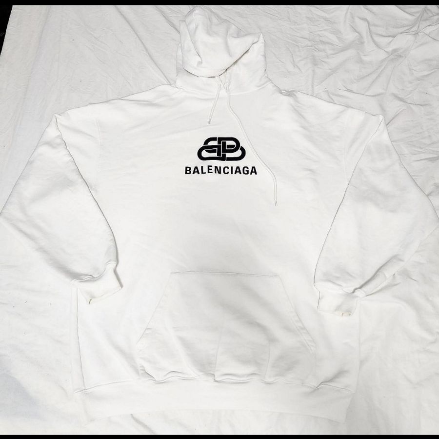 巴黎世家BALENCIAGA 經典鎖頭白色帽T-0