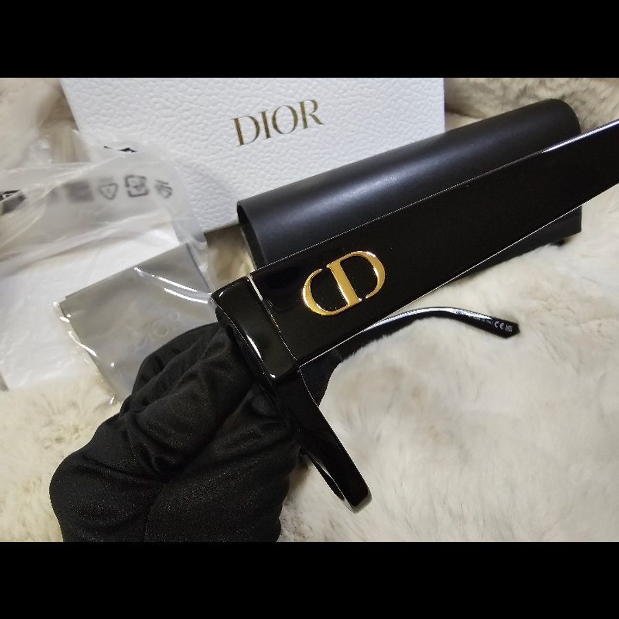 Dior 太陽眼鏡 CD金屬Logo 墨鏡 黑框黑鏡面 男女皆可 臉寬友善款-2