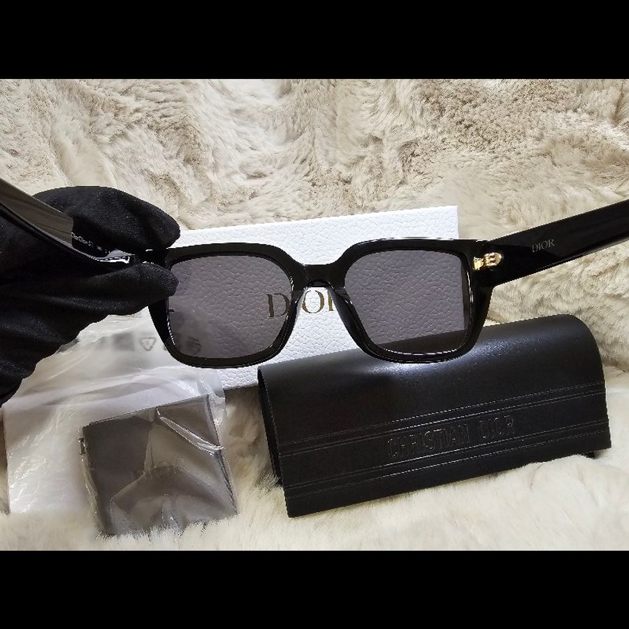 Dior 太陽眼鏡 CD金屬Logo 墨鏡 黑框黑鏡面 男女皆可 臉寬友善款-7