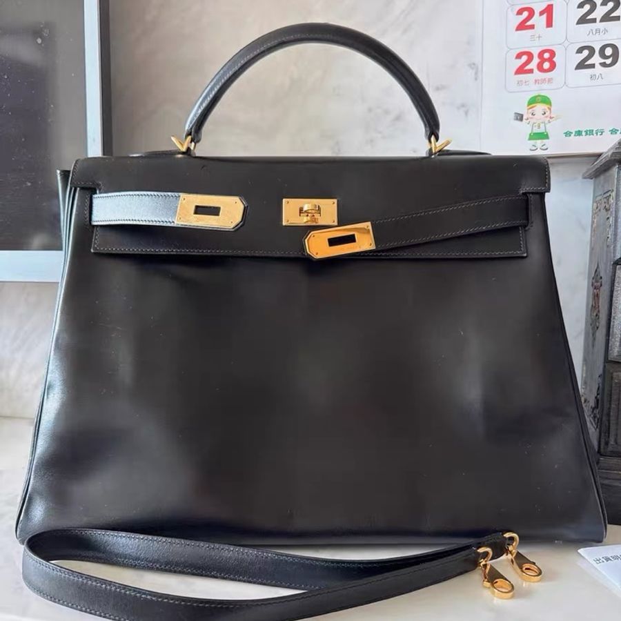 Hermes Kelly 40 手提包購物包 經典黑金-5