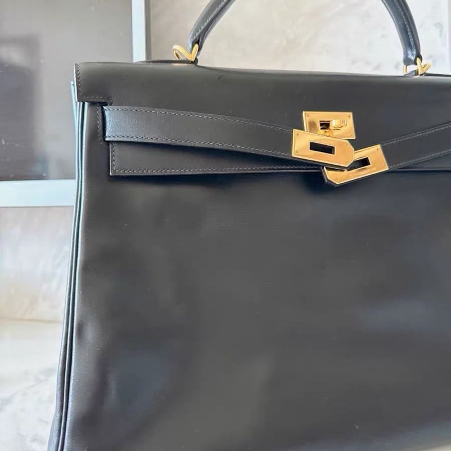 Hermes Kelly 40 手提包購物包 經典黑金-6