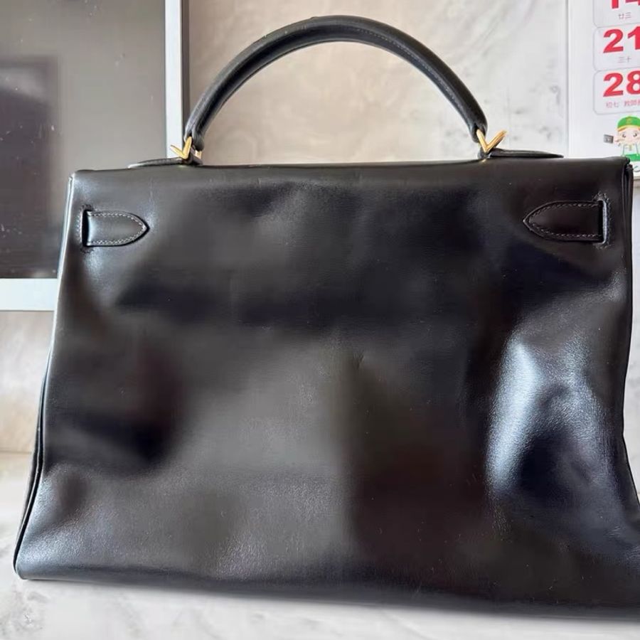 Hermes Kelly 40 手提包購物包 經典黑金-7