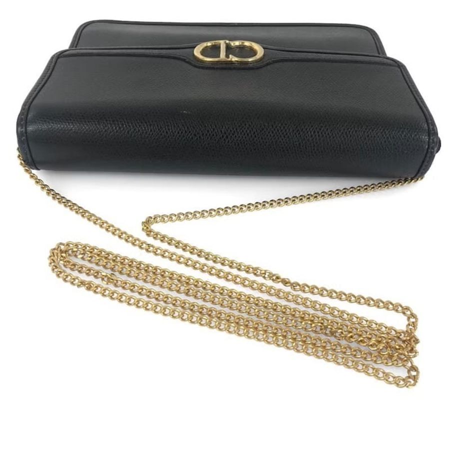 【LA LUNE】稀有中古包 Dior 黑色極簡翻蓋小包 單肩包 側背包 斜背包 古董包-1