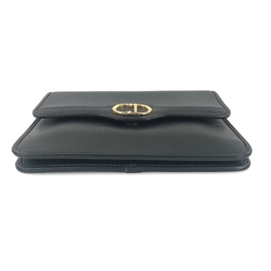 【LA LUNE】稀有中古包 Dior 黑色極簡翻蓋小包 單肩包 側背包 斜背包 古董包-2