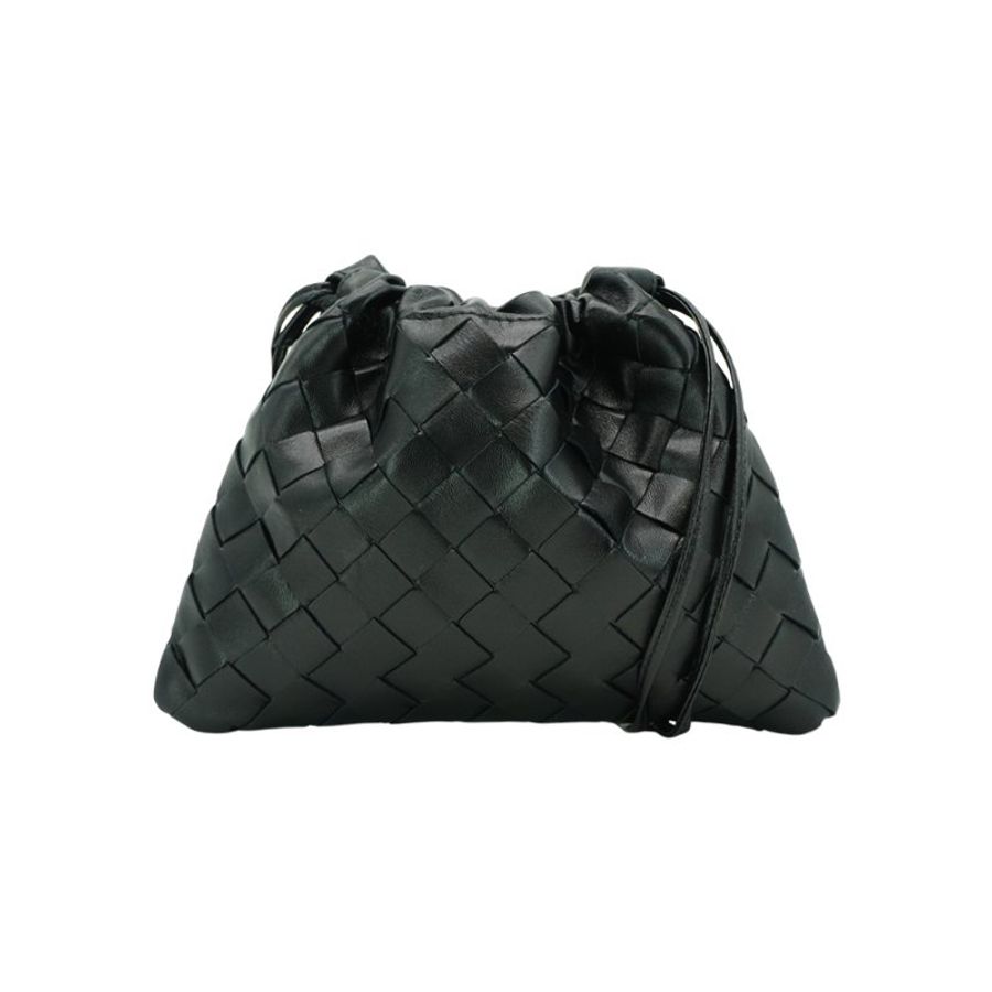 Bottega Veneta Dustbag 編織牛皮小號斜背雲朵包(黑)-0