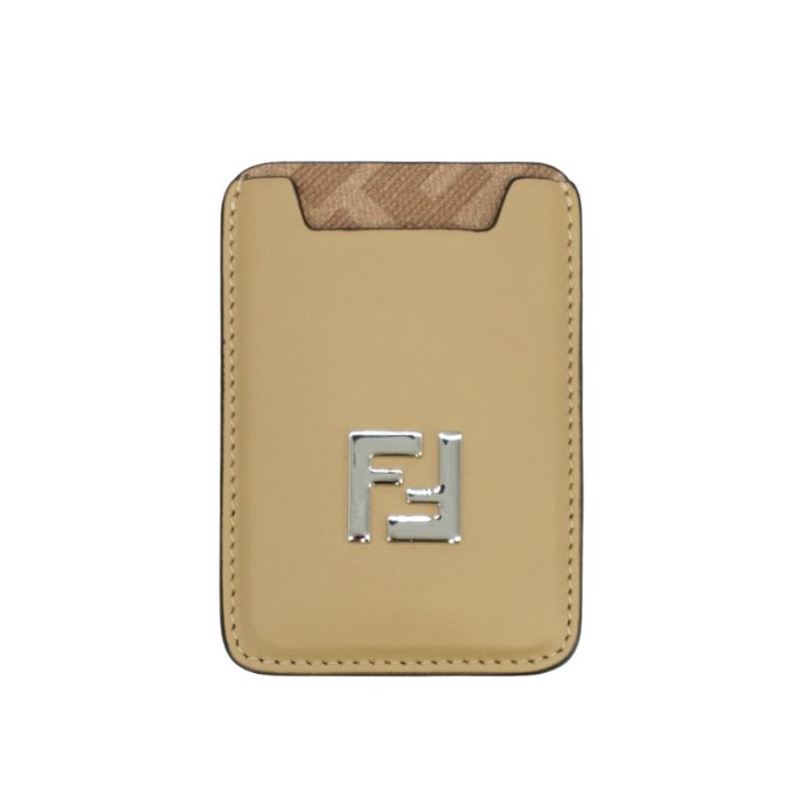 Fendi Squared FF logo MagSafe 磁吸手機卡片套(7M0364-米)-0