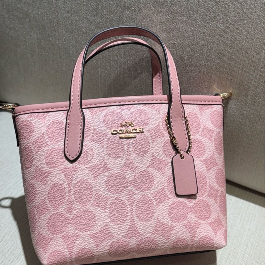 Coach 櫻花粉City Mini托特包 肩背手提包-0