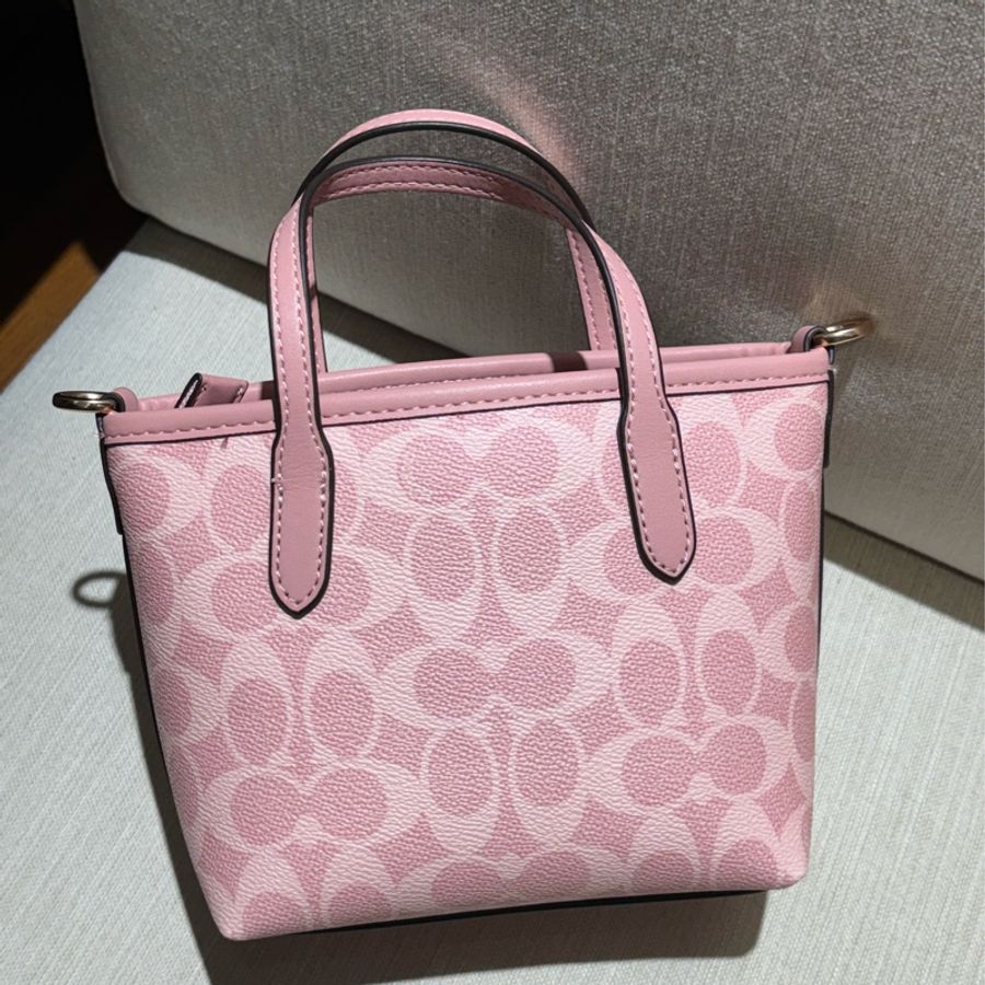 Coach 櫻花粉City Mini托特包 肩背手提包-6