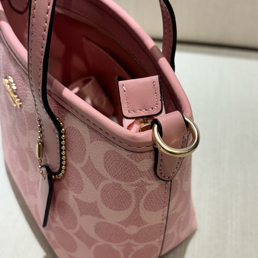 Coach 櫻花粉City Mini托特包 肩背手提包-12