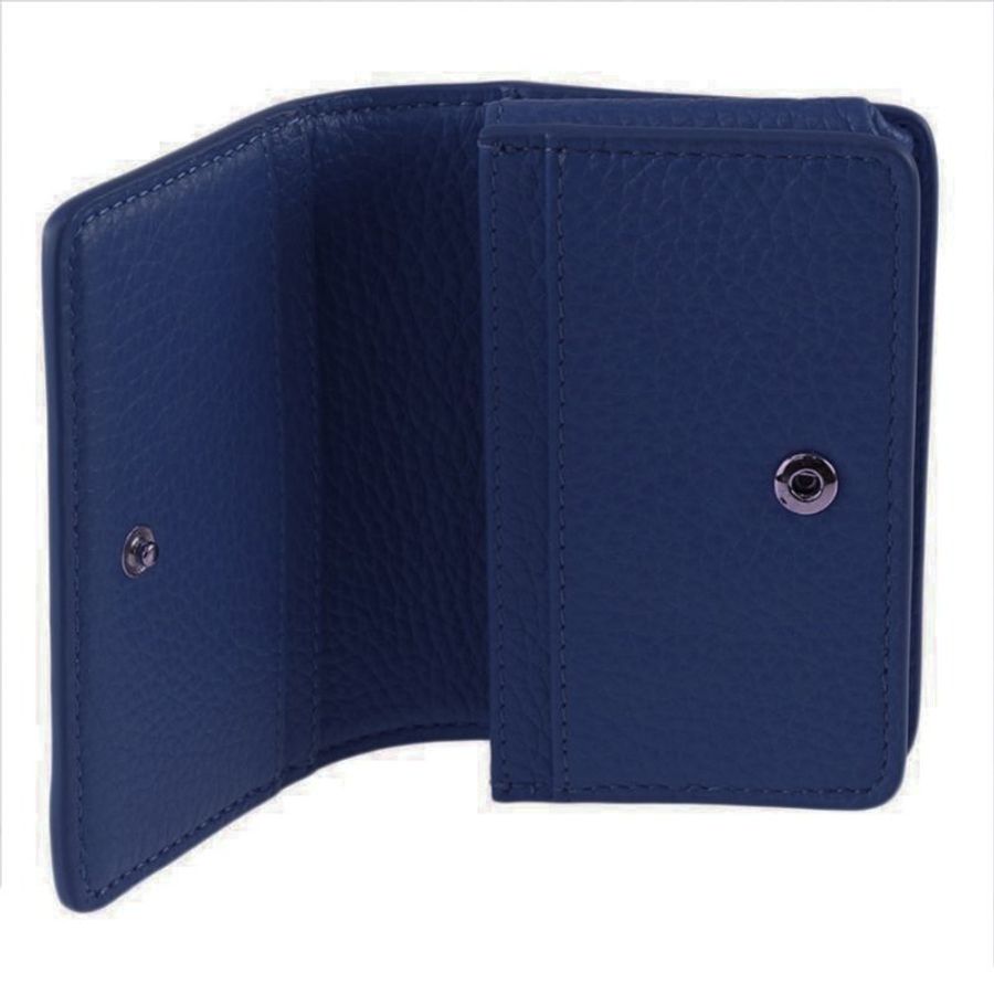 【TORY BURCH】雙T-LOGO素面皮革短夾-深藍-2