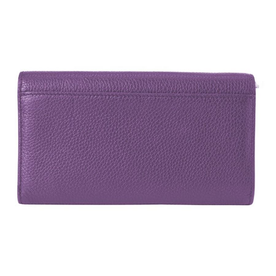 【TORY BURCH】雙T-LOGO皮革翻蓋手拿包長夾-深葡萄紫-1